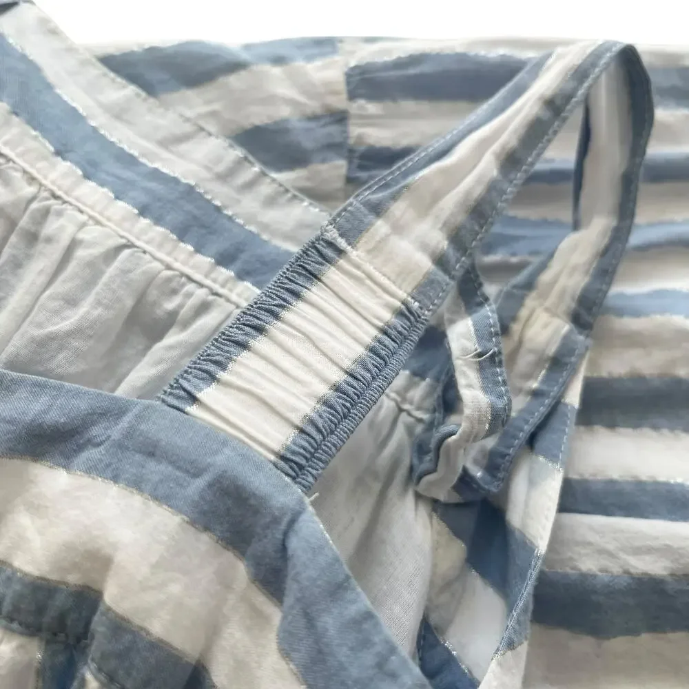 J.Crew Crewcuts Girls Blue White Metallic Seersucker Tiered Sundress 12